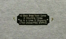 1x3 Custom Engraved Notch Corner Black Brass Plate 2 Mtg.Holes Plaque Trophy   