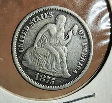 1875 U.S. SEATED LIBERTY SILVER DIME FASHIONED INTO LOVE TOKEN -GREAT CONDITION-