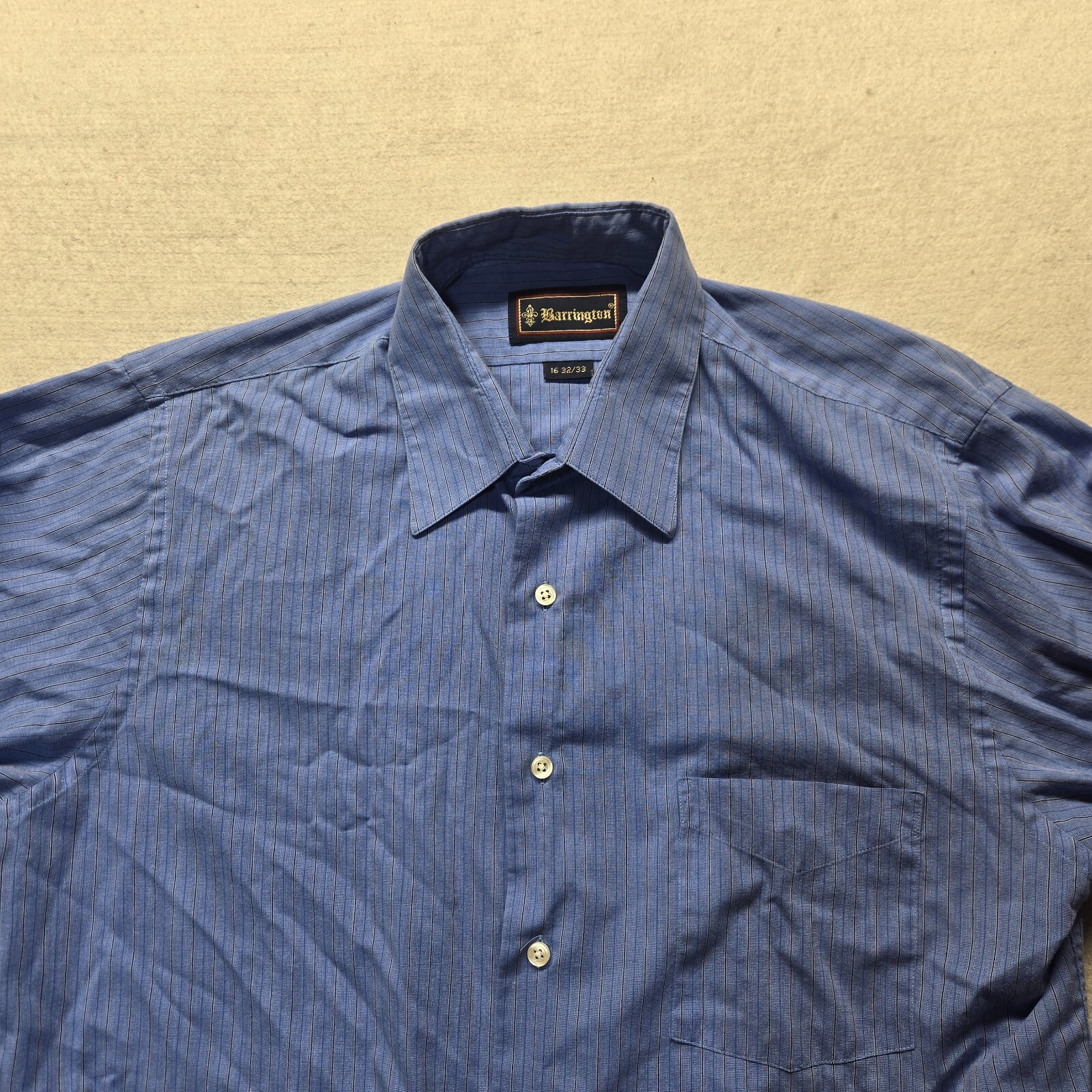 Barrington Shirt Solid Blue Button Up Long Sleeve Pocket Casual Men 16