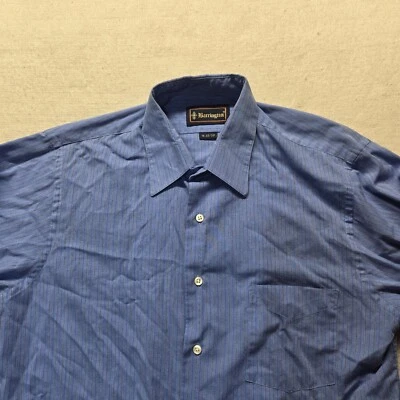 Barrington Shirt Solid Blue Button Up Long Sleeve Pocket Casual Men 16 32/33 - Image 1 of 4
