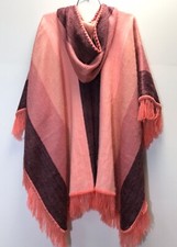 Lightweight Alpaca Wool Poncho With Hood. Unisex Adults Size, Made In Ecuador.