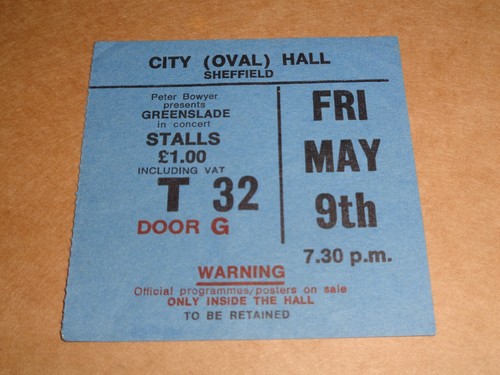 Greenslade 1975 Sheffield Concert Ticket