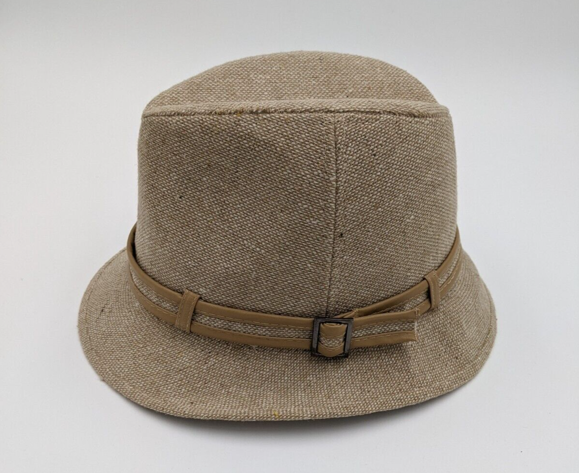 Fedora Traveler Beige Wool Blend Hat with Buckle Detail-image