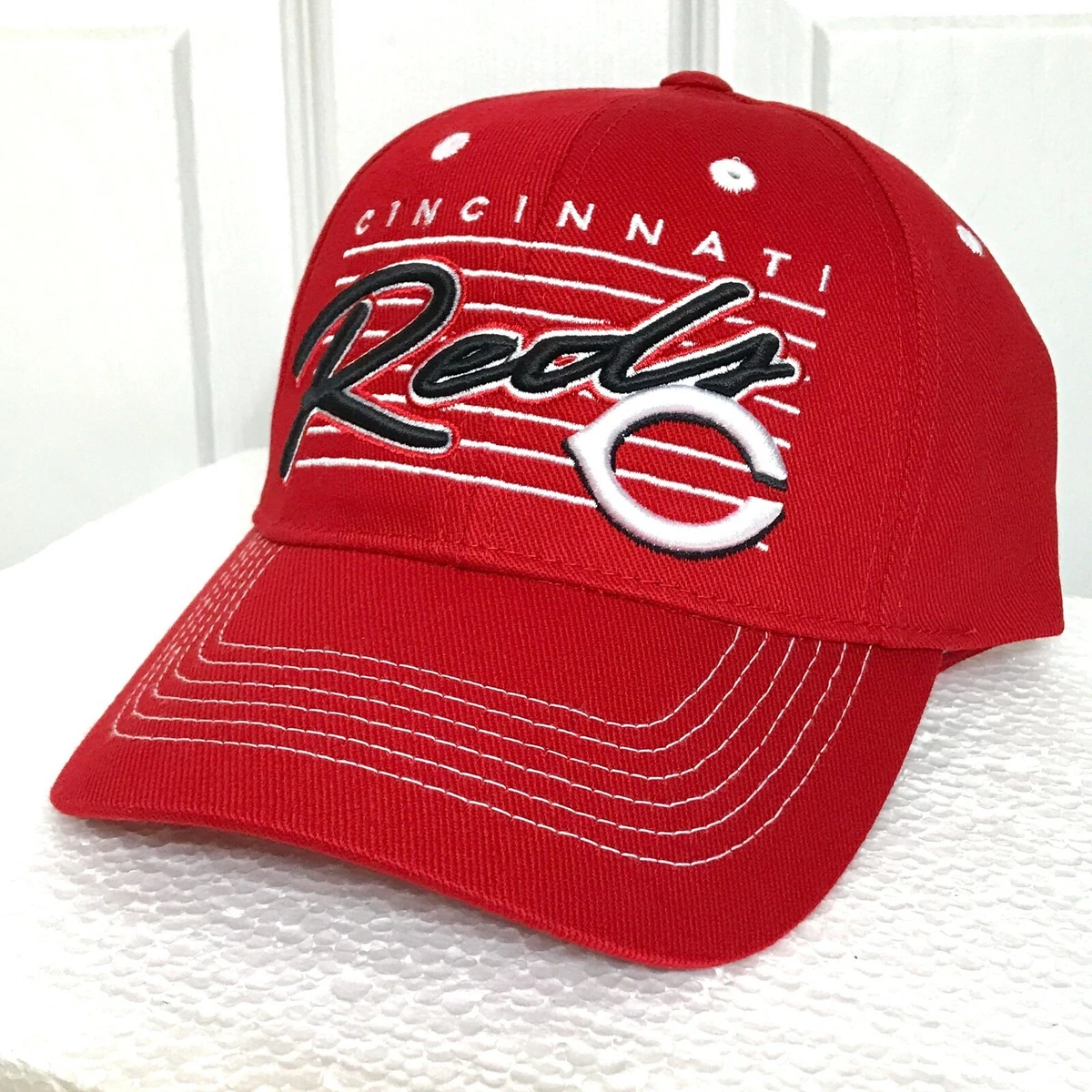 new CINCINNATI REDS HAT retro stripe vtg vice script curved