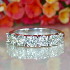 Anniversary Band 3.50Ct Diamond 14k White Gold Wedding Ring Simulated Size 7.5