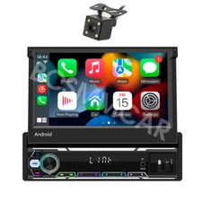 1Din Car CarPlay Radio GPS Wifi Android 13 7in Multimedia Player W/4LED Camera
