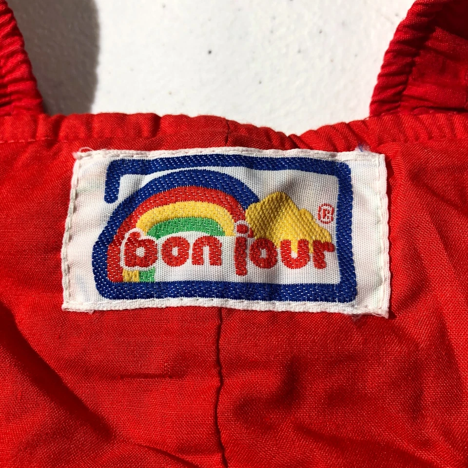 Vintage Bon Jour Kids Toddler Jumper Snowsuit Suspenders Red Unisex 12 Months - Image 4 of 4