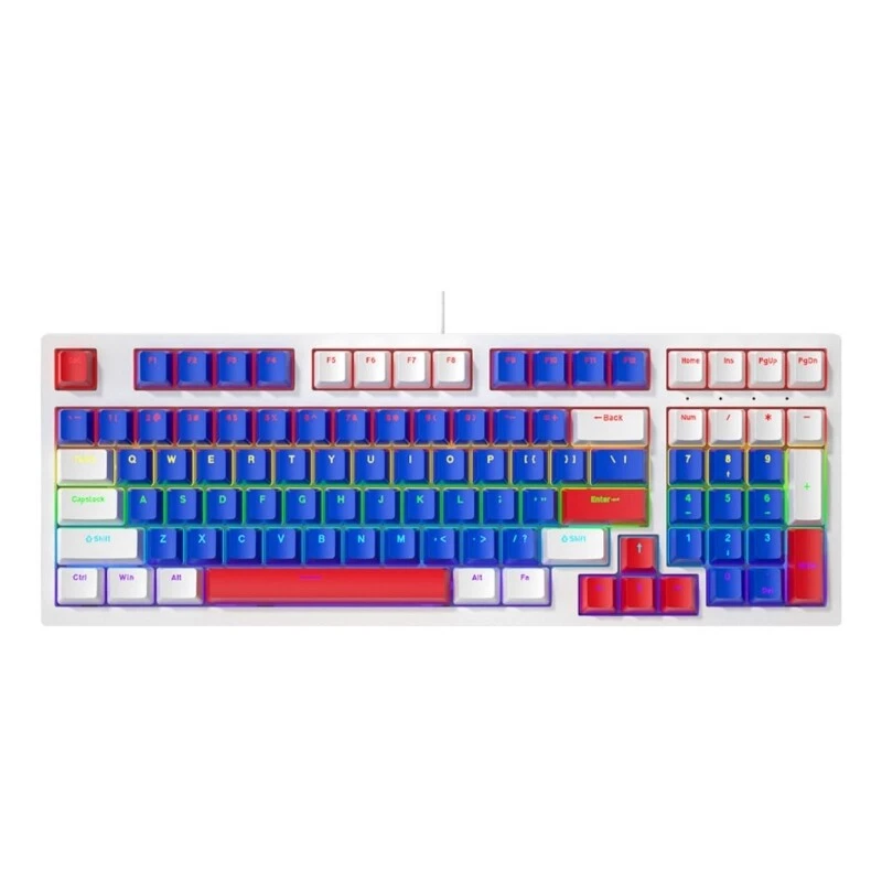 Mechanical Keyboard 98Keys, Backlits Wire Keyboard, for Gamers Shaft Components