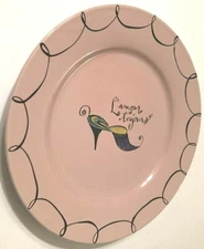 Rosanna L'amour Toujours Shoes Pink 8" Ceramic China Dessert Saucer Plate