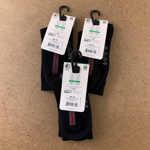 MeMoi Boys Shoe Size 12-6 Black Side Stripe Cotton Blend Crew Socks 3 Pairs NWT - Picture 3 of 5
