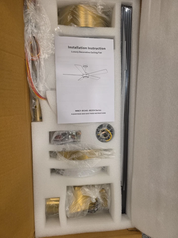 Brand New Luxury Decorative Ceiling Fan – 54" Gold Brass – 5 Blades - Image 2 of 3