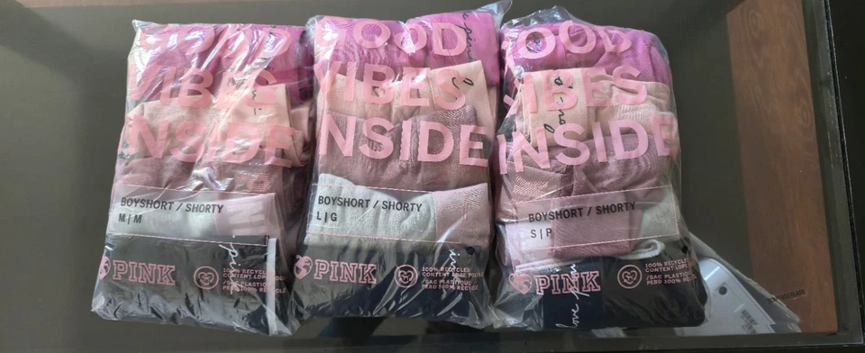 Victoria Secret ROSA Boyshort Shortie Bragas Ropa Interior Algodón Multicolor Talla 3 Foto 3 de 4