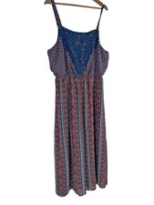 Boho As You Wish Multicolor Sleeveless Maxi Dress Cottagecore 2x lined spring