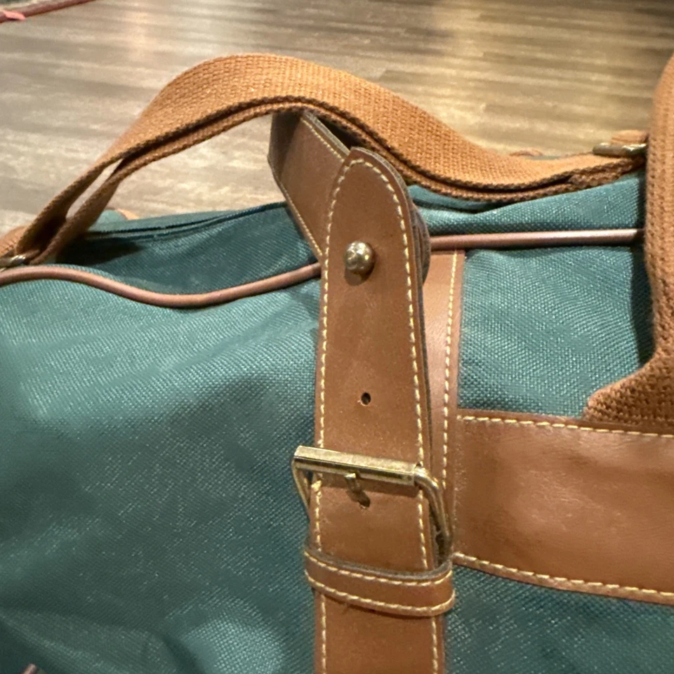 Vintage Ralph Lauren Polo Green Canvas Travel Bag Large Rolling Duffle wheels - Image 3 of 4