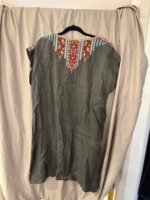 Vestido boho bordado Johnny Was XL túnica geométrica multicolor sin mangas Foto 3 de 3