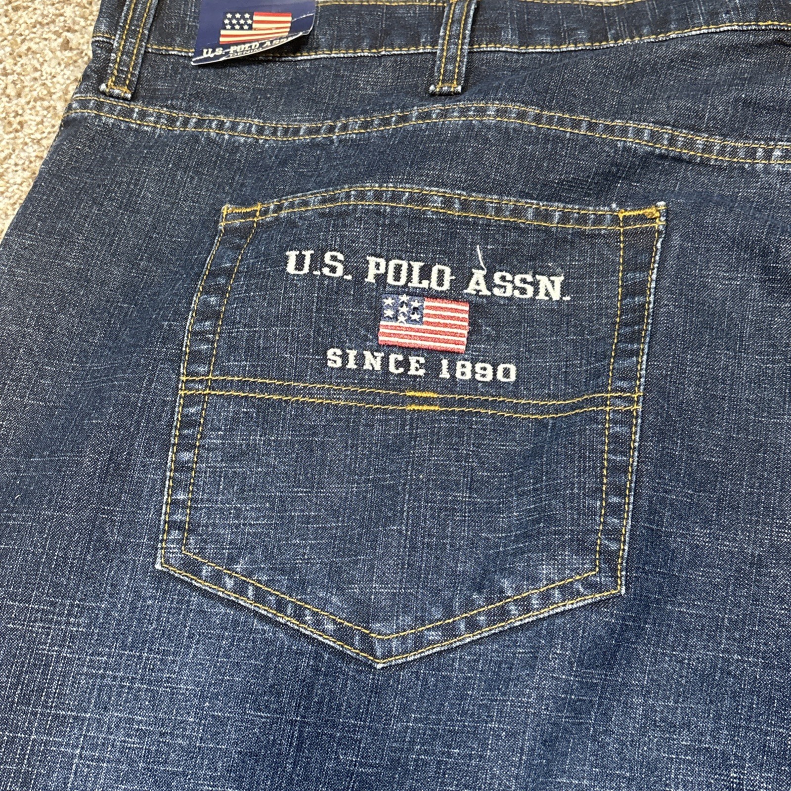 U.S. Polo Assn Jeans Mens 52x34 Denim Dark Wash Vtg Fits 51 X 34 NEW - View 20
