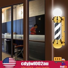 Barber Pole Light Black,White Gold Rotating Hair Salon Open Sign IP54 Waterproof