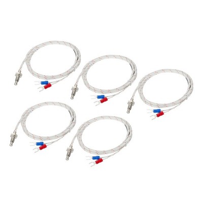 K Type Temperature Sensor 5pcs M6 Thermocouples 3.3ft 0 to 800°C(32 to 1472°F)