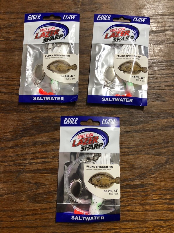 Eagleclaw L911 Squid Skirt Flounder Fluke Rig White/Green Squid Lot Of 3
