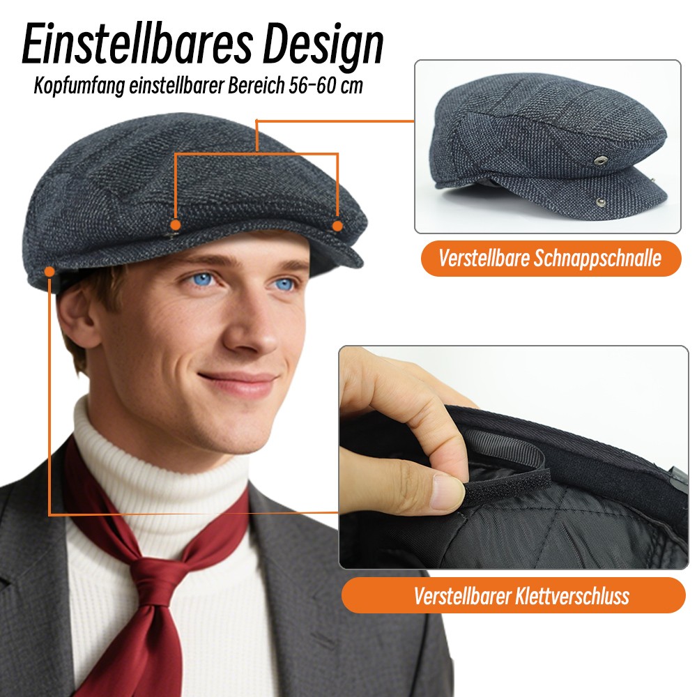 Verstellbare Herren Winter Warme Baskenmütze Schiebermütze Gatsby Schirmmütze 4
