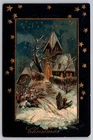 Vintage Embossed Christmas Postcard Winter Church Scene by S. Langsdorf