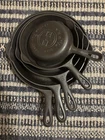 Vintage Griswold Matched 5Pc Large Logo 3,5,6,8,9 Cast Iron Skillet Set - Flat