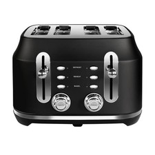 Image of Rangemaster Classic 4-Slice Traditional Toaster – Matt Black Long Sl RMCL4S201BK