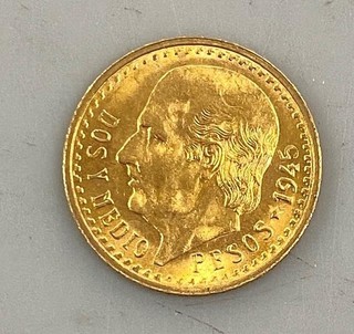 1945 Mexico Gold 2.50 Pesos Coin .0603AGW BU L24128
