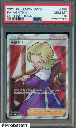 2021 Pokemon Sword & Shield Chilling Reign #186 Full Art Agatha PSA 10