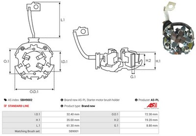 For AS-PL SBH9002 Holder, Carbon Brushes