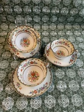 Set Of 3 KPM Kingsley Flat Cup & Saucer Set 1929-1949