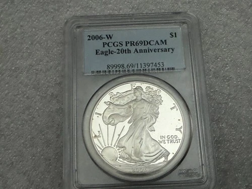 2006-W PCGS PR69 DCAM AMERICAN SILVER EAGLE 20TH ANNIVERSARY