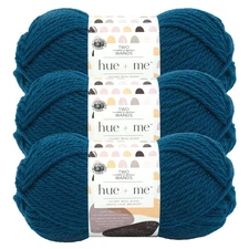 (3 Pack) Lion Brand Yarn 617-107AC Two of Wands: Hue + Me Bulky Yarn, Deep Sea