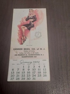 1952 Mac Thorson Pin Up Calendar Genner Bros Hackettstown 5x10