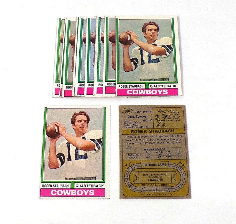 Lot of (11) 1974 Topps Roger Staubach #500 Cowboys