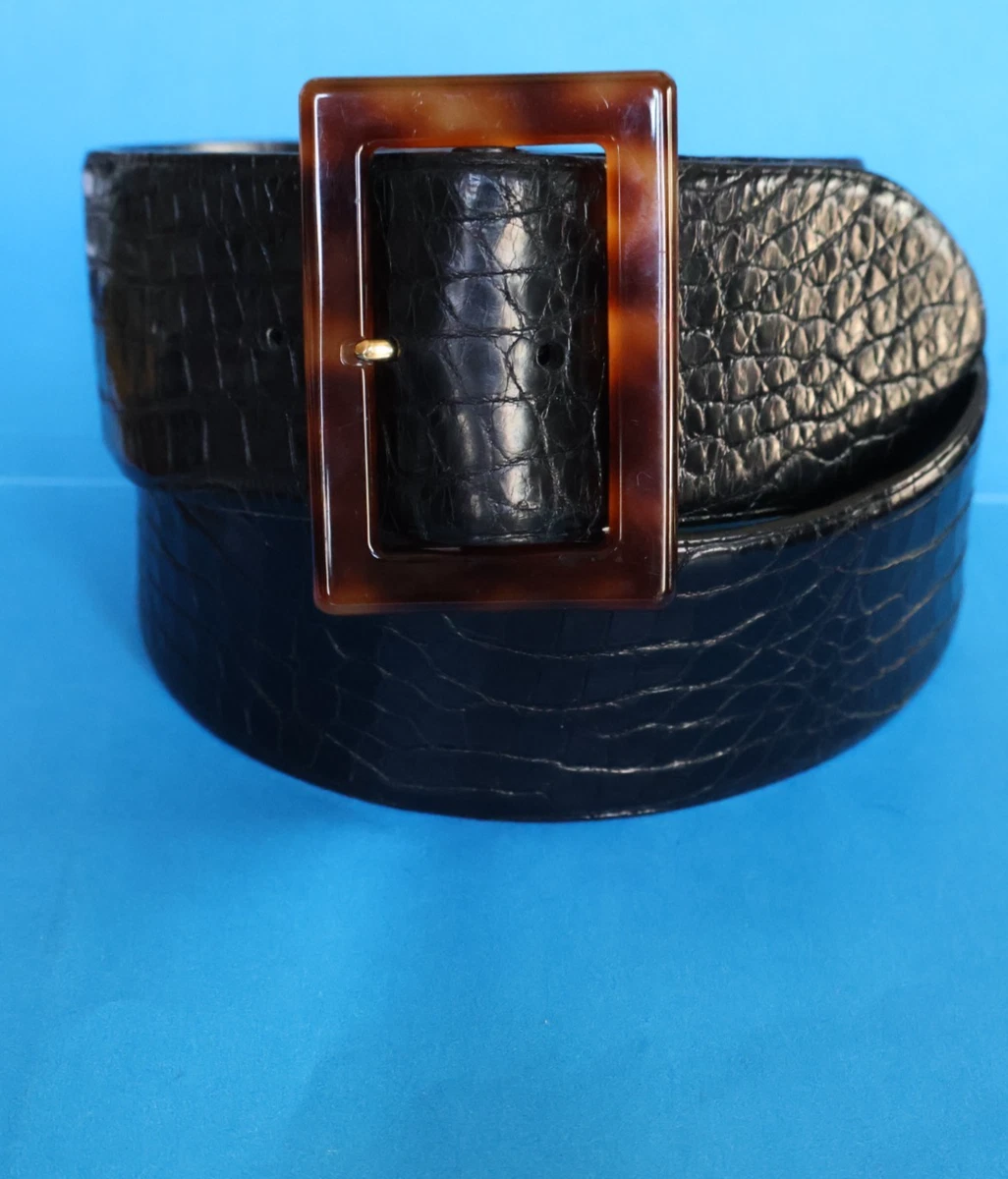 Crocodile/Alligator Wide Black Belts for Women for sale | eBay display picture 2