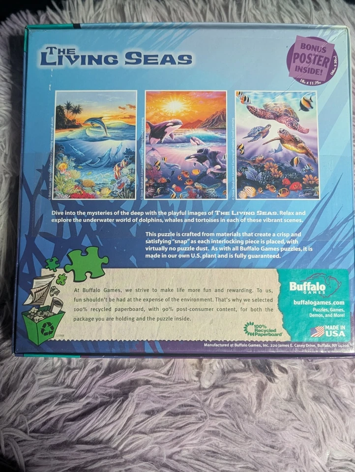 Rompecabezas Buffalo Games 1000 piezas The Living Sea como nuevo sellado Foto 2 de 2