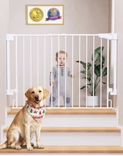 Cumbor 29.2–43” Baby Gate, Wall Mounted, Auto Close, No Bottom Bar, White