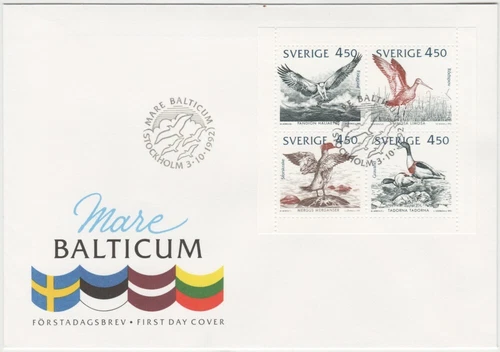 Sweden FDC 1992, Mare Balticum, Sea birds, Mint