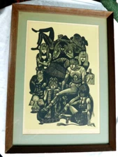 LISTED AMERICAN FRITZ ELICHENBERG (1901-1990) FINE ORIGINAL WOODCUT ENGRAVING