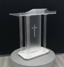 Church Podium Clear Transparent Lectern Acrylic Plexiglass Pulpit Floor-Standing