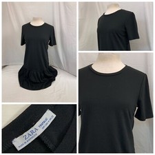 Zara Dress M Black Tunic Short Sleeve Polyester Viscose Stretch LNWOT YGI Y1-280