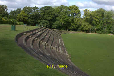 Photo 12x8 Wardown Park cricket ground terracing Luton Rather unusual for  c2017