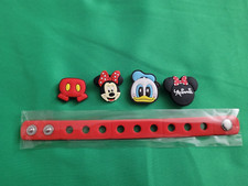 Kids Silicone Charm Bracelet w/4 Charms Cute Cartoon Fun Gift Clogs Accessory D