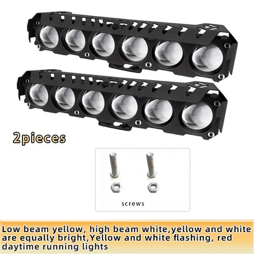 Pair 6 Lens Motor LED Fog Lamp Drive Headlight Spotlight Dual Color Hi/Low Beam - Picture 2 of 22