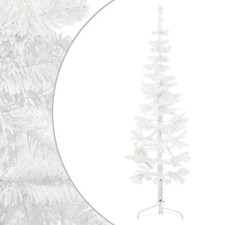  Slim Artificial Half Christmas Tree with Stand White 120 Y2A6