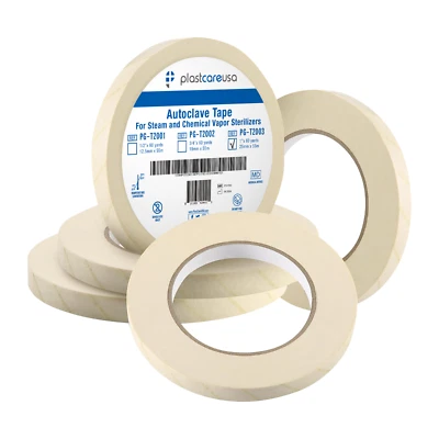 PLASTCARE USA Autoclave Tape 1" x 60 Yards, Sterilization Indicator Roll for Steam Chemical