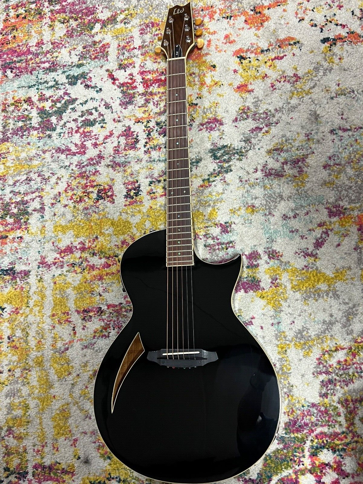 ESP LTD TL-6 Thin Line Acoustic-Electric Guitar - Black for sale 