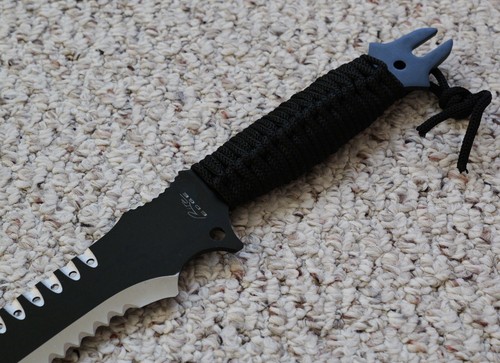 25” Machete Fang Black Full Tang Nylon Sheath Tactical Stealth Nylon Sheath Saw - Picture 3 of 5