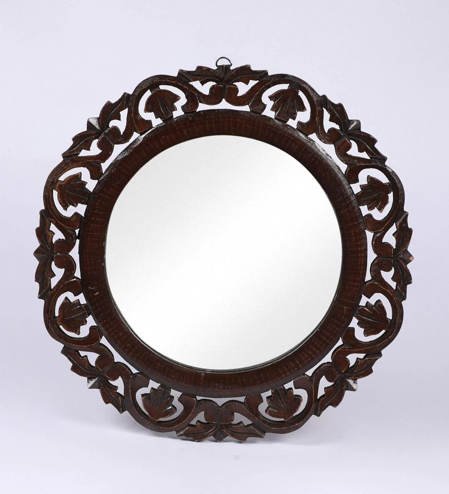 Wooden Mirror, Walnut Color, 16"x16" – Pack of One, French Style, Elegantly - Image 2 of 4